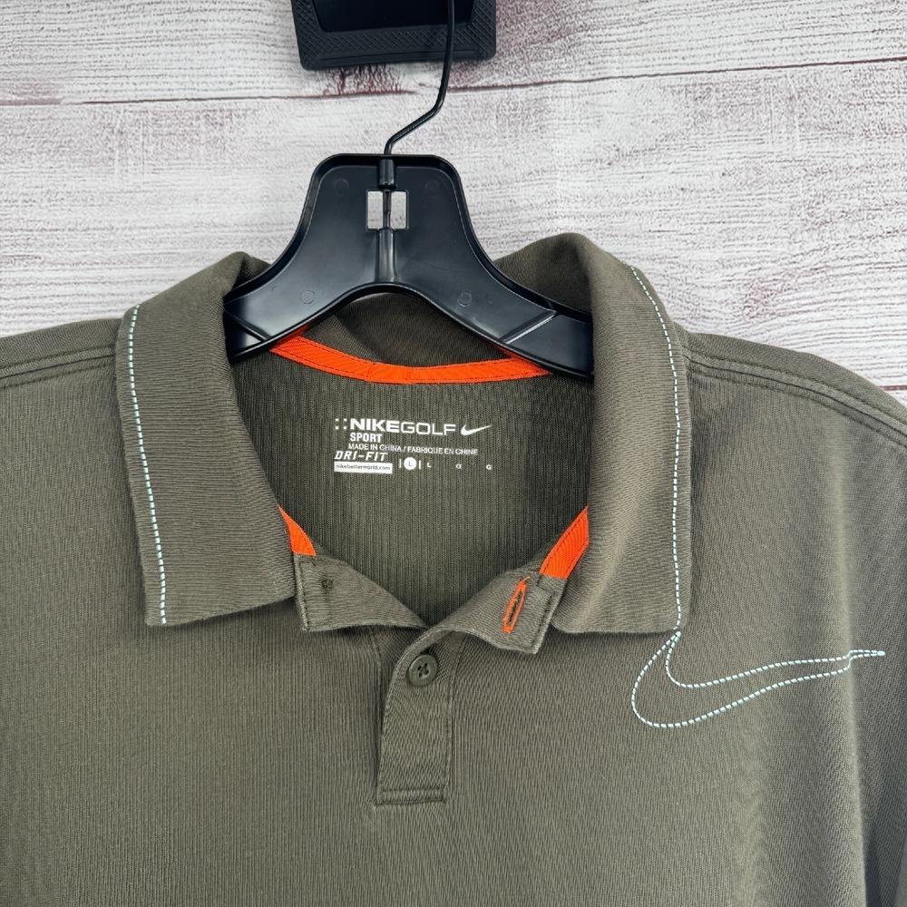 Nike Golf Sport Polo Shirt Dri-FIT Athletic Fit Embroidered Logo Mens Size Large - Picture 2 of 8